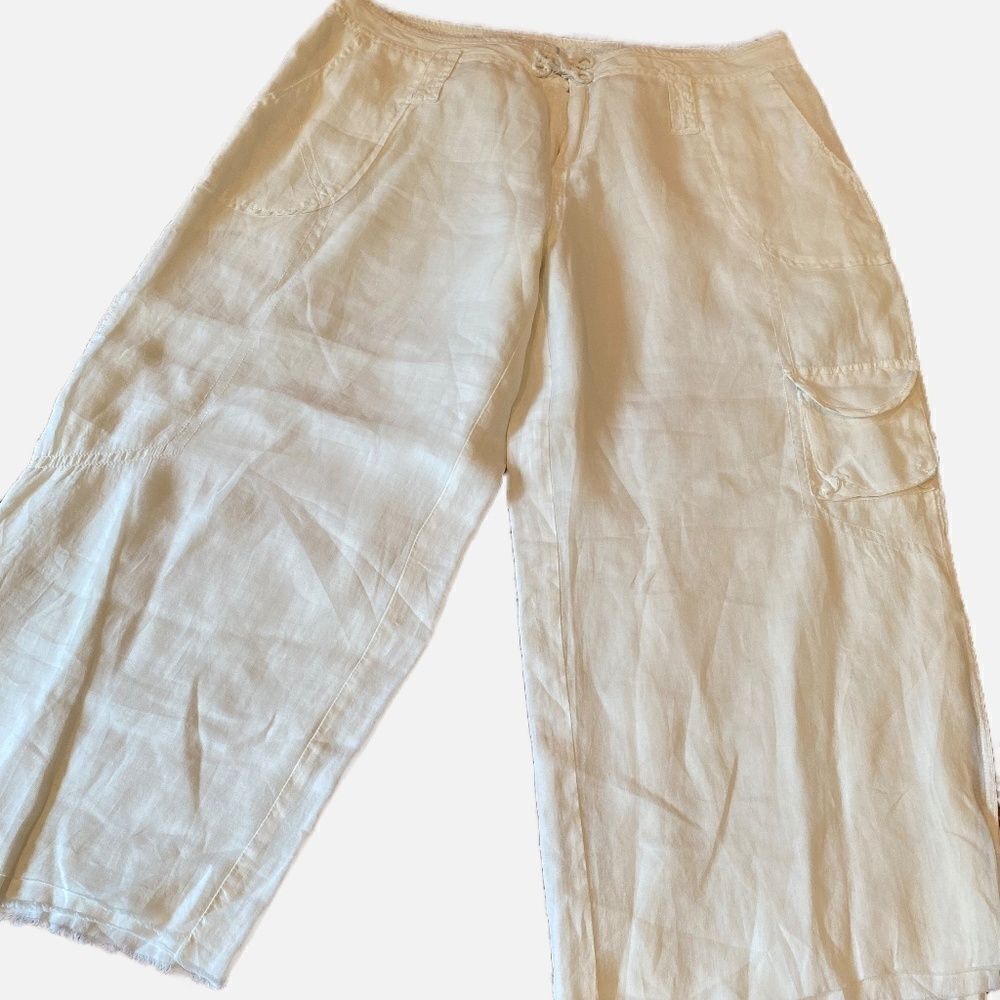 0098 Jarbo Cream Cropped Wide Leg Pants Size 42 NWT
